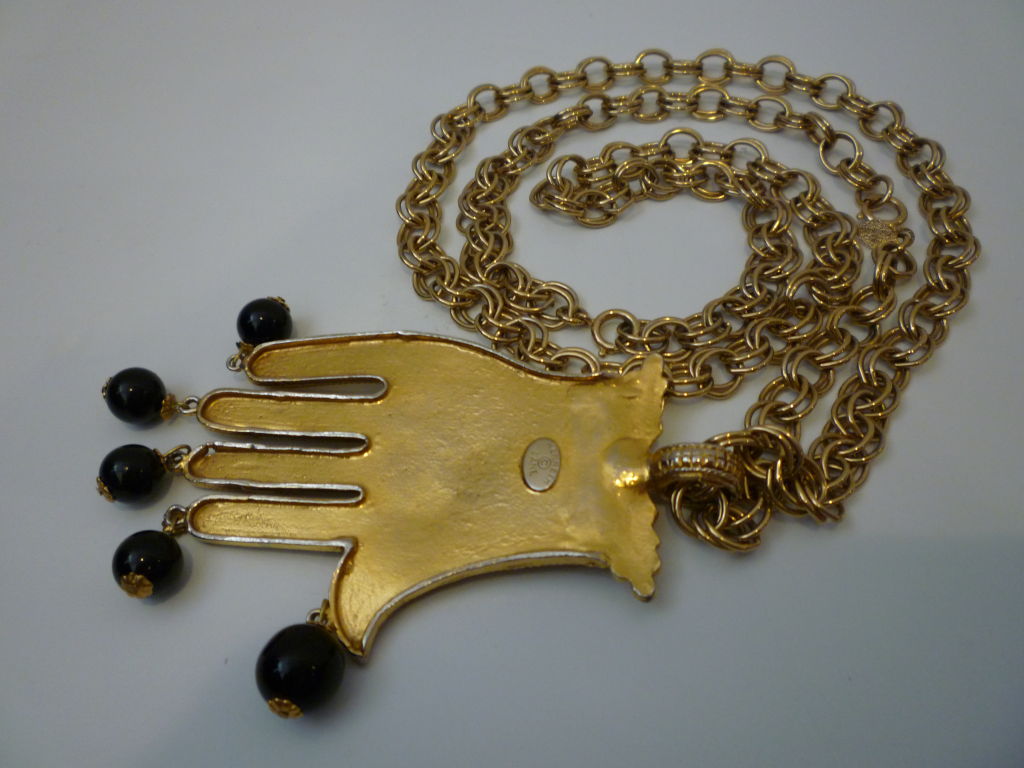 Kenneth J. Lane Pendant Necklace w/ Religious Palm Symbol 1