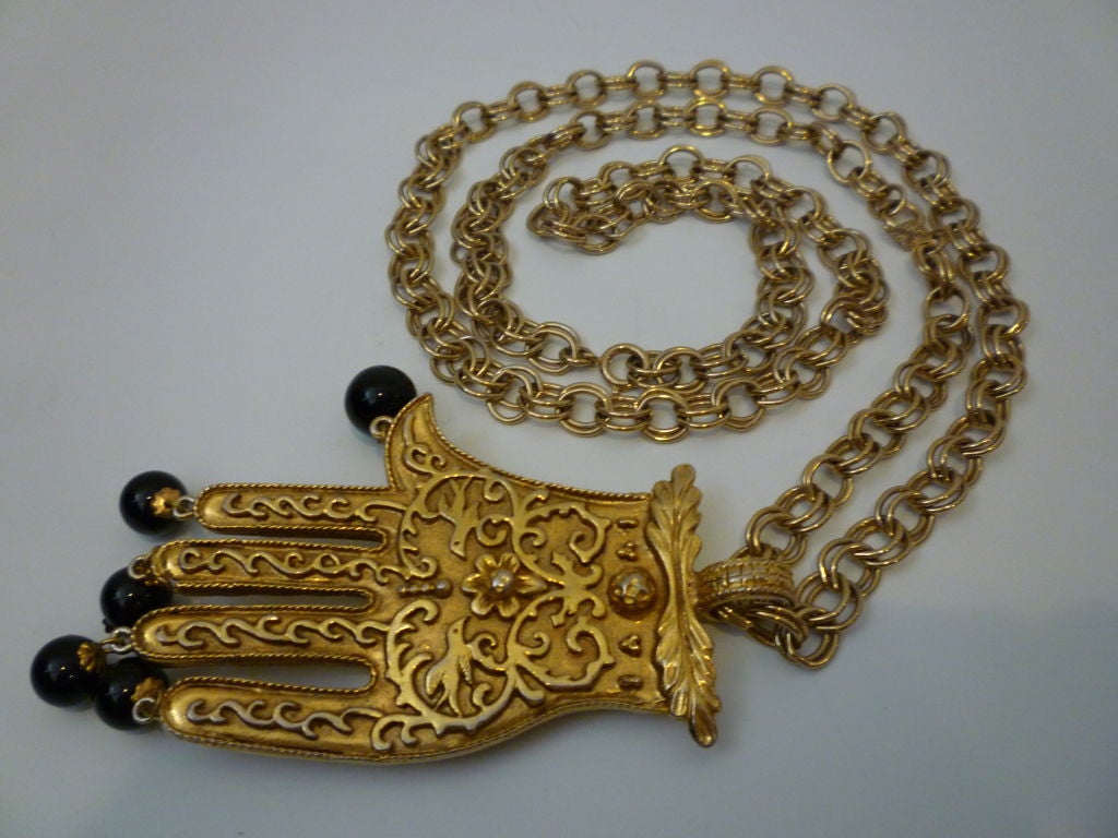 Kenneth J. Lane Pendant Necklace w/ Religious Palm Symbol 3