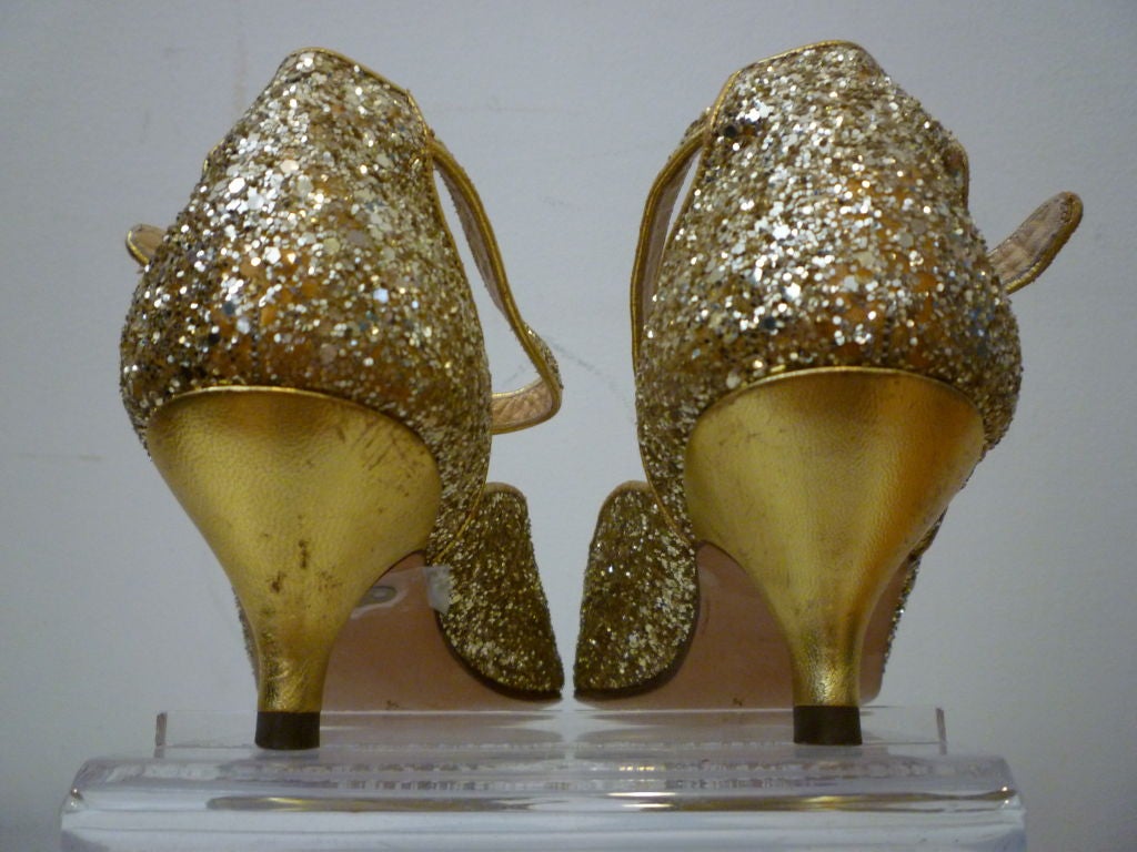 Women's Maud Frizon 80s T-Strap Glitter Kitten Heels