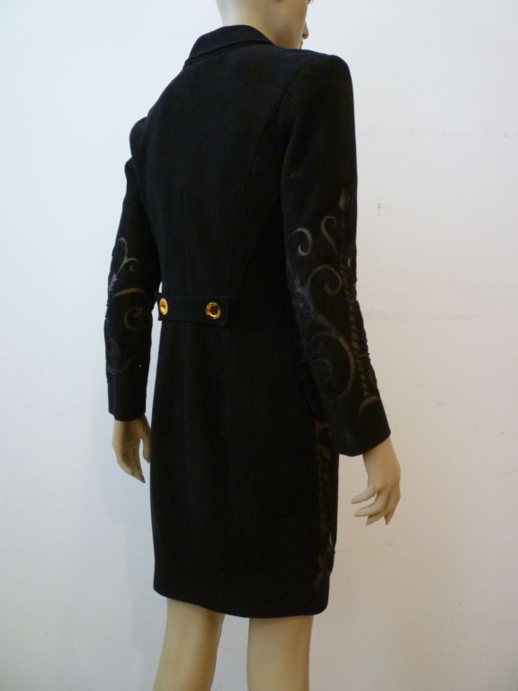 Jean-Claude Jitrois 80s Suede Coat Dress with Sheer Insets 1