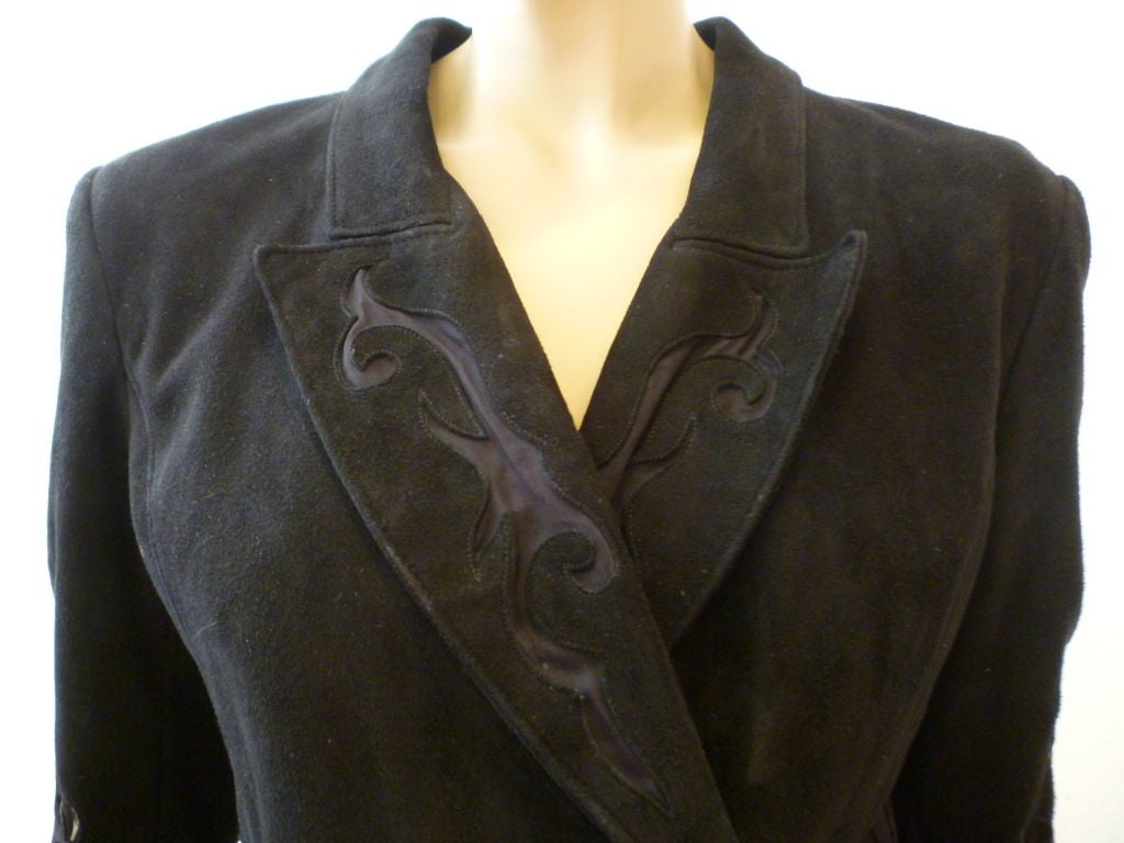 Jean-Claude Jitrois 80s Suede Coat Dress with Sheer Insets 5