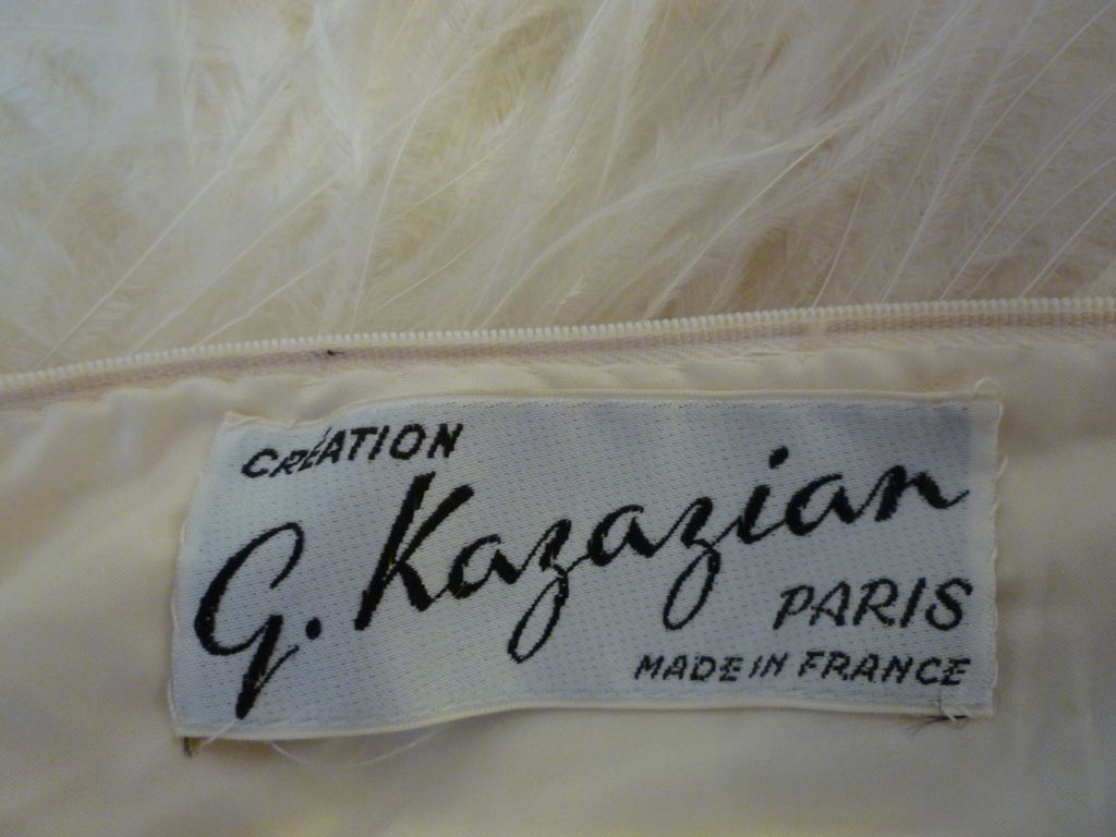 1960s French Ostrich Feather Cocktail Dress 2