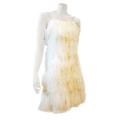 Vintage 1960s French Ostrich Feather Cocktail Dress