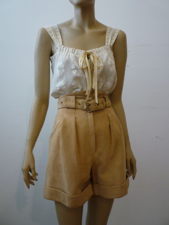 Jitrois Suede "Lederhosen" shorts w/ Handknit German Sweater