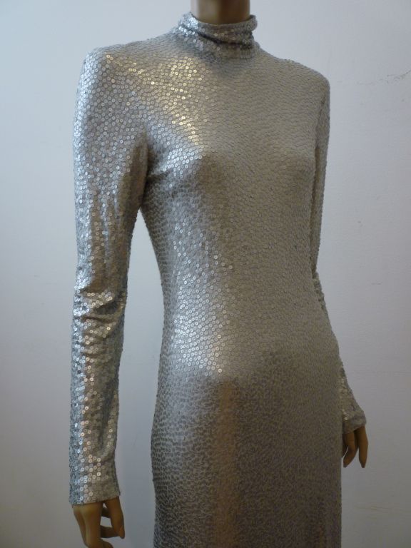Michael Kors Liquid Matte Jersey Silver  Sequin Gown 1