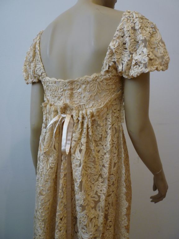 James Galanos 60s Ribbon Embroidered Lace Gown 1