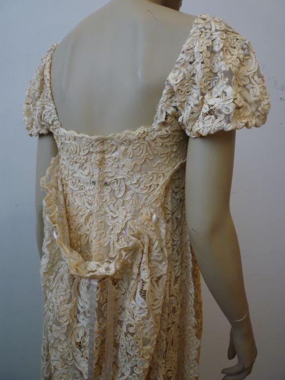 James Galanos 60s Ribbon Embroidered Lace Gown 4