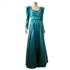Stavropoulos 70s Satin Gown with Jet Bead Trim