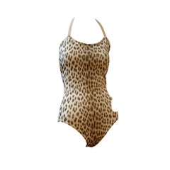 70s Leopard Bathing Suit with Side Cut-Outs