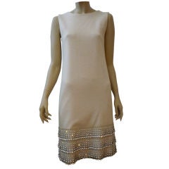 Norman Norell 60s Knit Cocktail Dress w/ Heavy Rhinestone Hem
