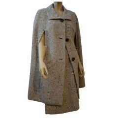 Smart Norman Norell Tweed Cape and Matching Skirt