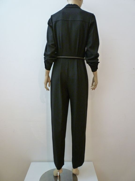 Yves Saint Laurent  Wool Crepe Jumpsuit w/ Metallic Pinstripe 2