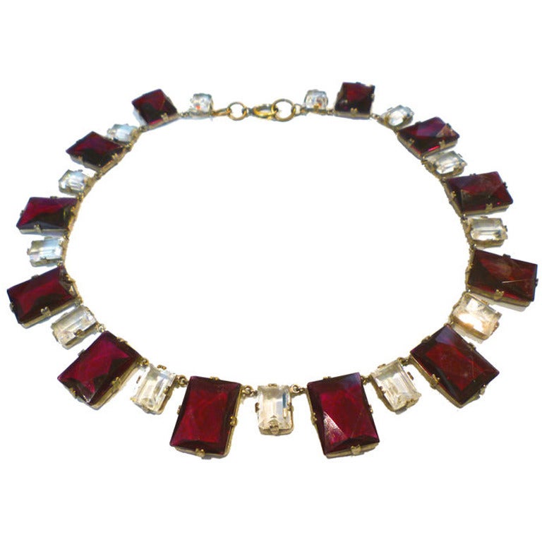 Art Deco Halskette aus tschechischem Glas im Angebot