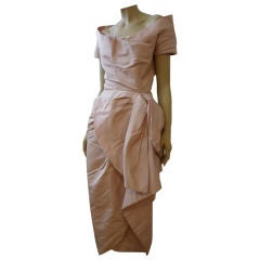 Ceil Chapman Shell Pink Silk 1950s Cocktail Dress