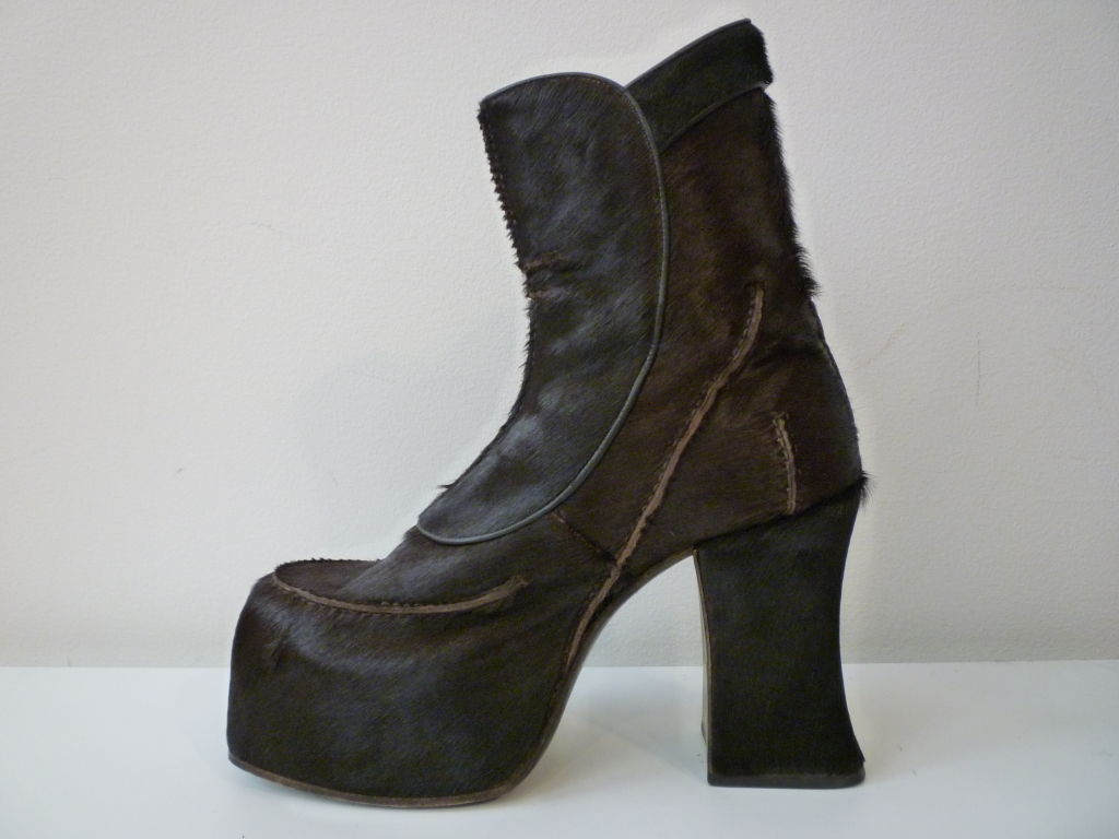 80s Calfhide Platform Ankleboots
