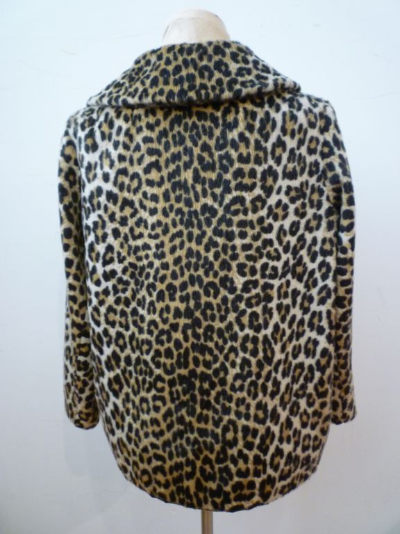 Women's 60s Faux Leopard Double Breasted Jacket