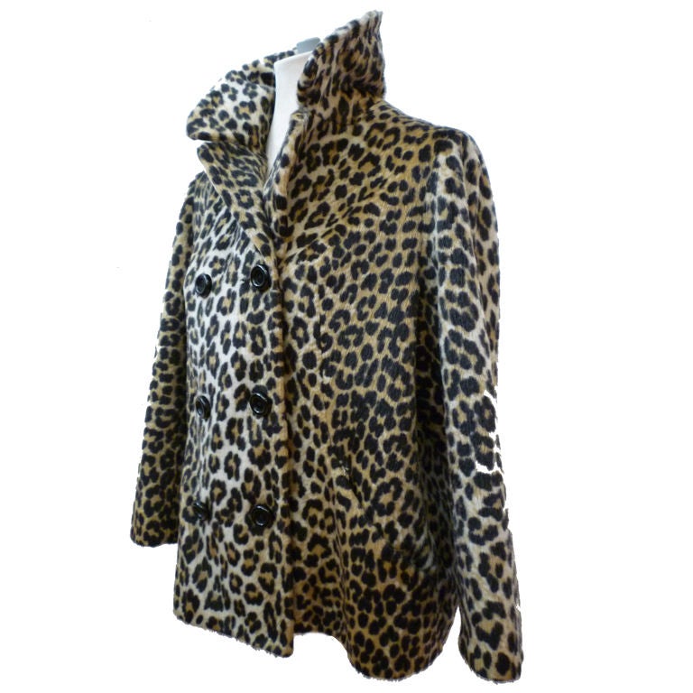 60s Faux Leopard Double Breasted Jacket