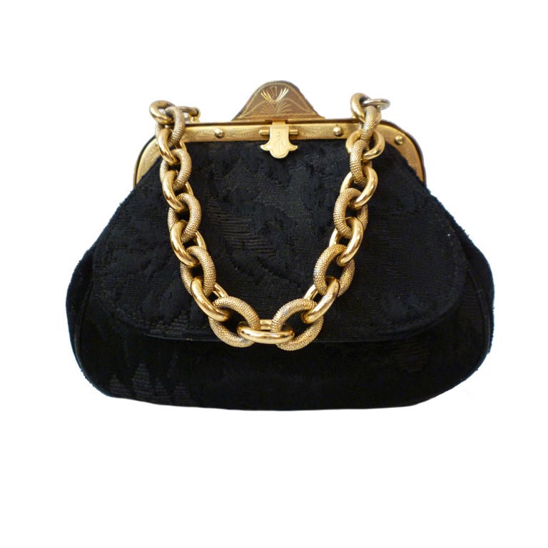 Miniature Koret 50s Brocade Evening Bag w/ Gold Hardware