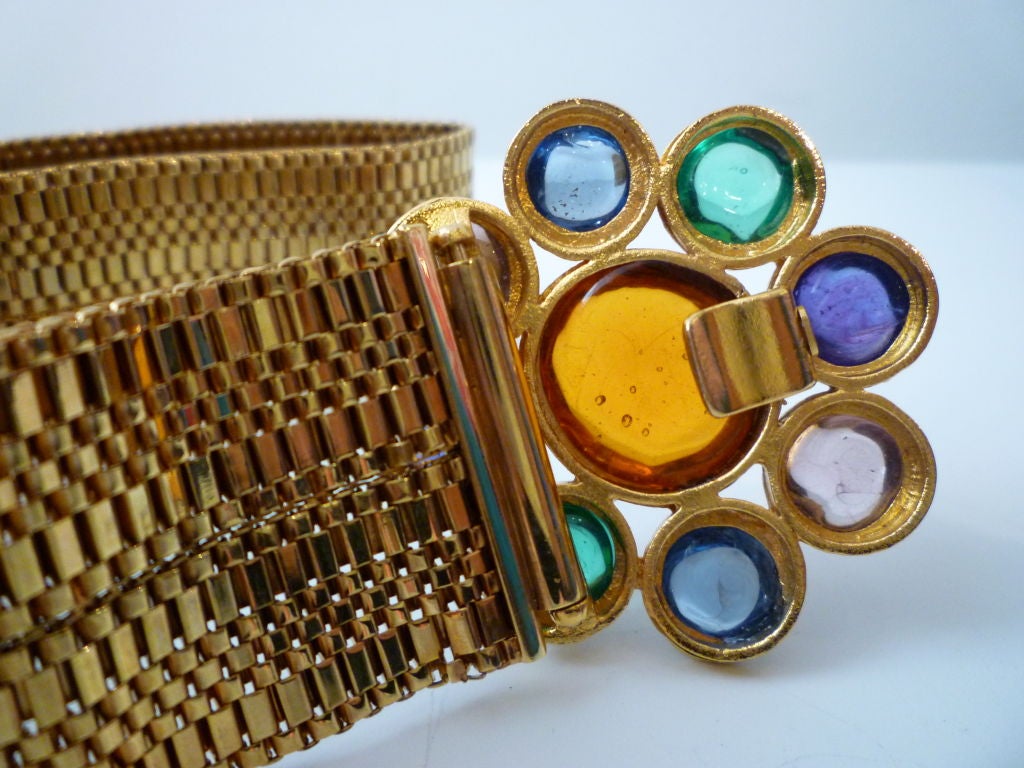 Chanel Gold Chain Mesh Belt w/ Poured Glass Buckle