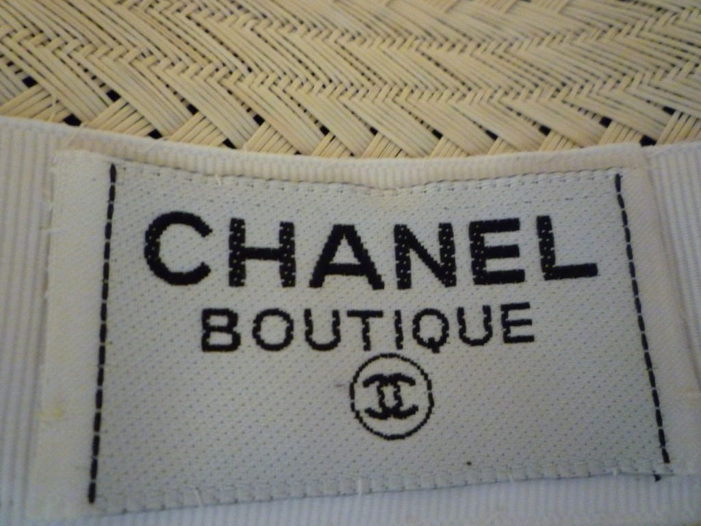 Chanel Straw Boater Hat w/ Velvet Band at 1stDibs | chanel boater hat ...