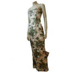 Beautiful Floral 50s Lamé Column Gown with Back Bow