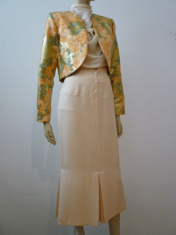 Yves Saint Laurent 80s Floral Bolero Evening Jacket