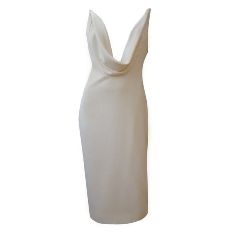 Gorgeous Valentino cream wool crepe cocktail dress with deep front and back cowl!  Fully lined.  Gorgeous! Marked a size 8