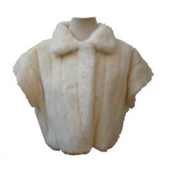 70s White Mink Short Sleeved Jacket