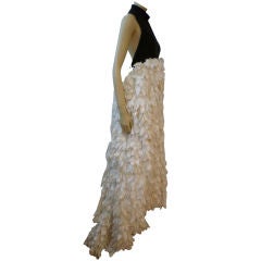 Haute Couture Halter Gown w/ Chiffon Leaf Appliqué Skirt