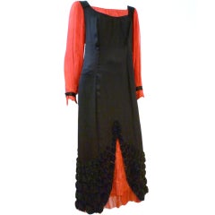 Attributed to Paul Poiret Pleated Silk Chiffon Dress w/ Overlay