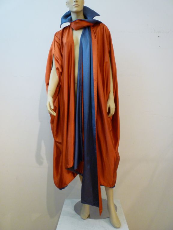 Women's Erté Style 1920s Art Deco Reversible Cocoon Coat w/ Foulard
