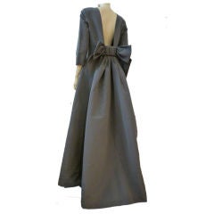Oscar de la Renta "Infanta" Style Gray Silk Architechtural Gown