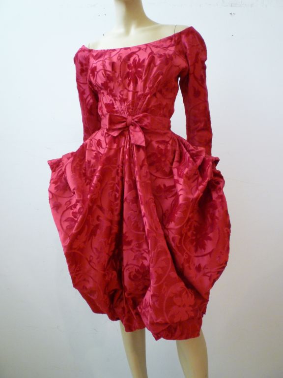 Women's Ginger Rogers Couture 50s  Silk Taffeta & Velvet Cocktail Dress