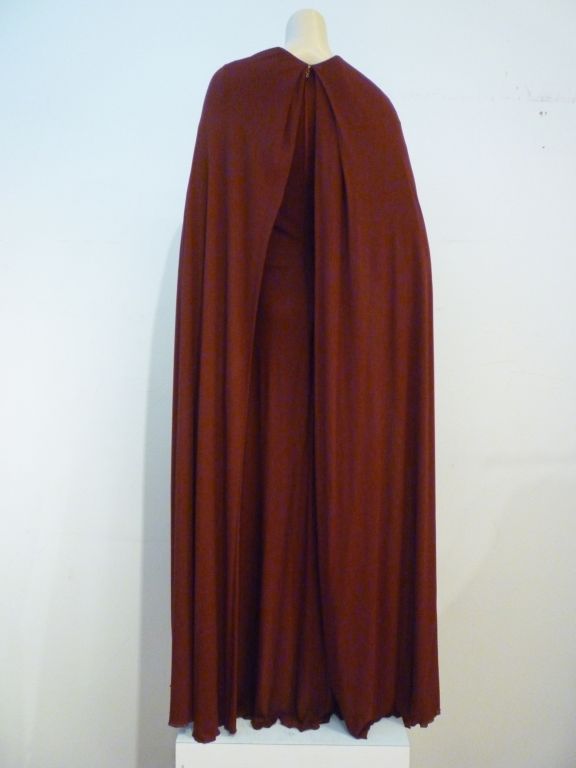 Stavropoulos 70s Burgundy Silk Jersey Gown 1