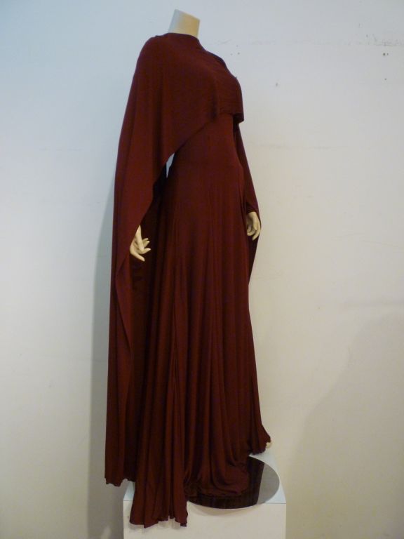 Stavropoulos 70s Burgundy Silk Jersey Gown 2