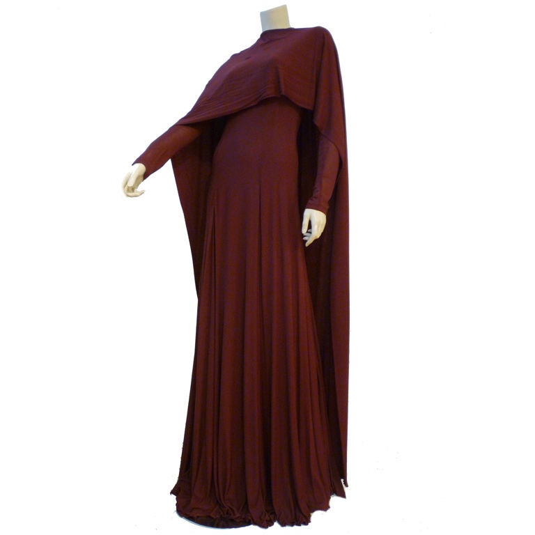 Stavropoulos 70s Burgundy Silk Jersey Gown