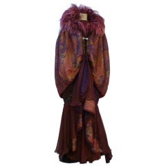 Theatrical Deco-Style Couture Ostrich Trimmed Opera Cape 10