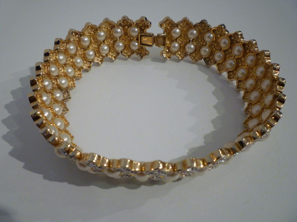 Chunky Rhinestone and  Pearl Collar Choker 2