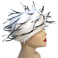 Jack McConnell 1960s Whimsical Feather Turban Hat