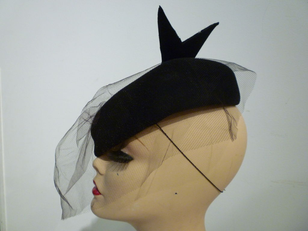 Adolfo II "You Are Here" Whimsical Arrow Hat  70s