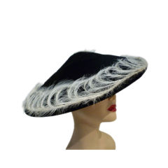 Exceptional 1950s Beaver Felt Cocktail Hat  w/ Egret  Feathers