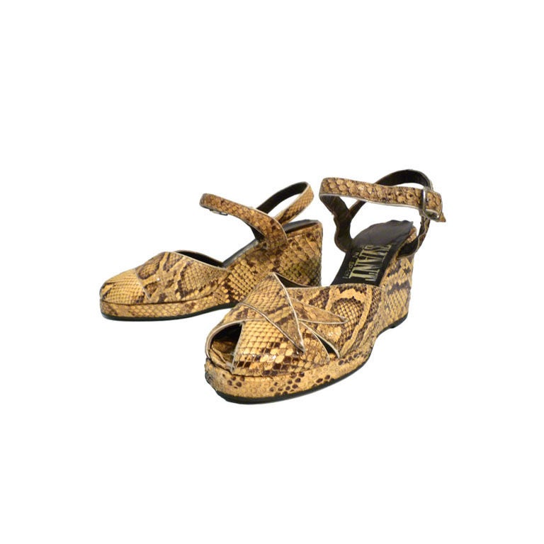 70s Platform Snakeskin Sandals in 40s Style