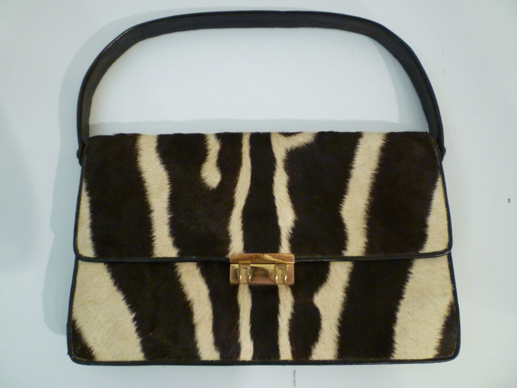 60s Zebra Hide Purse with Strap 1