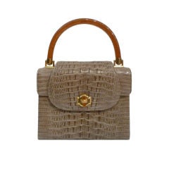 Gucci Ultra-Chic 60s Tan Baby Croc Handbag Mint Condition
