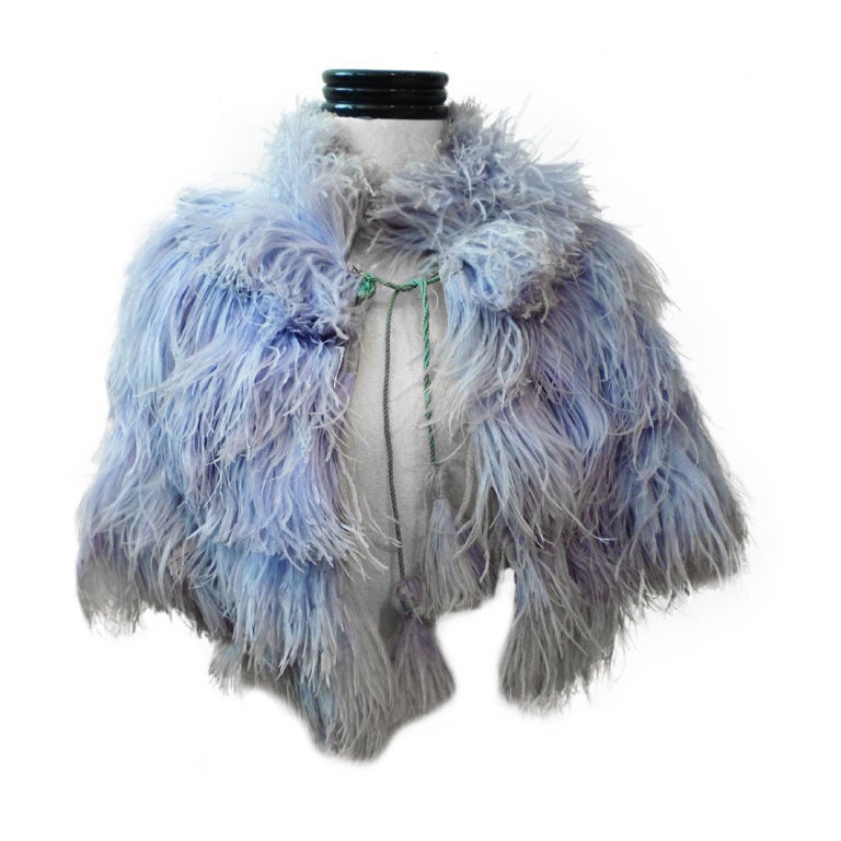 30s Ostrich Feather Capelet in Baby Blue