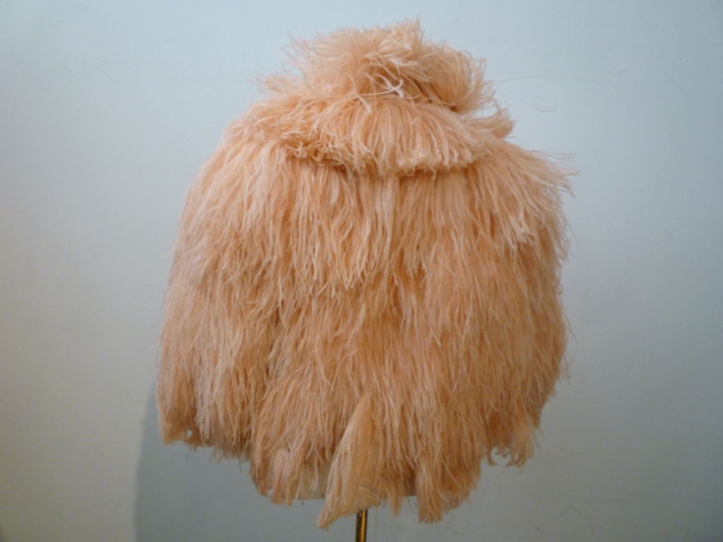 Women's 30s Apricot Ostrich Feather Capelet