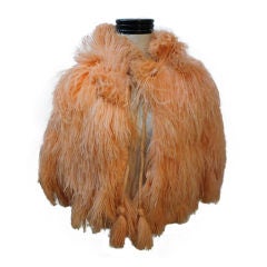 Antique 30s Apricot Ostrich Feather Capelet