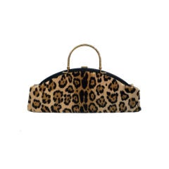 Huge 50s Faux Leopard Clutch / Handbag