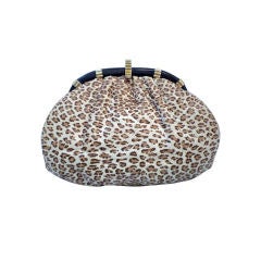 Used Judith Leiber 70s Leopard Print Snakeskin Convertible Clutch