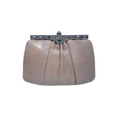 Judith Leiber Lizard Clutch w/ Jeweled Frame